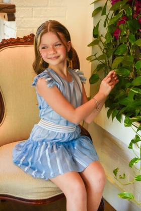 Imagem de Vestido Infantil De Festa Azul Estilo Macaquinho Em Tule Trabalhado 497*