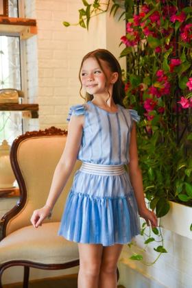 Imagem de Vestido Infantil De Festa Azul Estilo Macaquinho Em Tule Trabalhado 497*