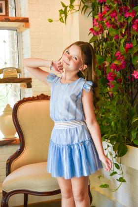 Imagem de Vestido Infantil De Festa Azul Estilo Macaquinho Em Tule Trabalhado 497*