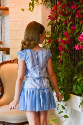 Imagem de Vestido Infantil De Festa Azul Estilo Macaquinho Em Tule Trabalhado 497*