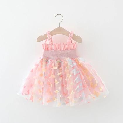 Imagem de Vestido Infantil de Festa - Bebê Menina Verão - Asas de Borboleta 3D