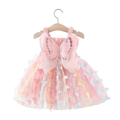 Imagem de Vestido Infantil de Festa - Bebê Menina Verão - Asas de Borboleta 3D