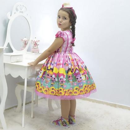 Imagem de Vestido infantil de Festa Junina e Quadrilha -  Lol Surprise Rosa