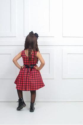 Imagem de Vestido Infantil De Festa Junina Xadrez Vermelho Com Cinto de Laço Tecido Neoprene
