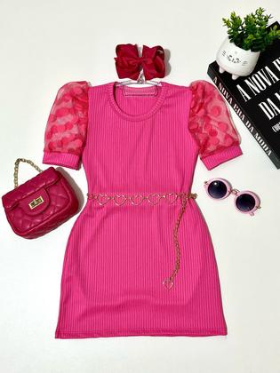 Imagem de Vestido infantil de festa manga Curta Bufante  princesa moda mini diva blogueirinha