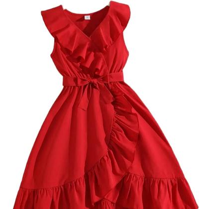 Imagem de Vestido Infantil de Menina com Cinto Borboleta - Estilo Casual para Verão