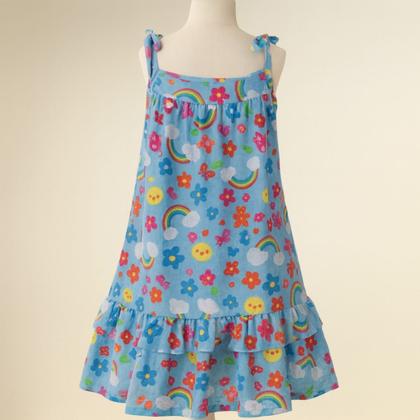 Imagem de Vestido Infantil E Juvenil Lara Azul Com Nuvens E Arco Íris