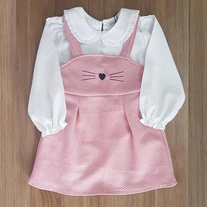 Imagem de Vestido Infantil Elegante Jacquard Matelassê Body Infanti
