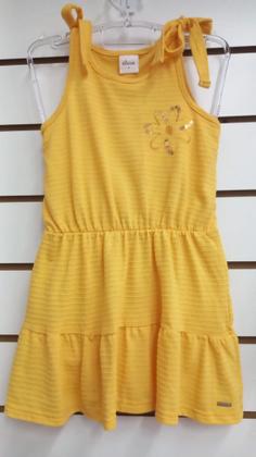 Imagem de Vestido Infantil Elian Três Marias Malha Relevo Lantejoula - Amarelo Tamanho 4