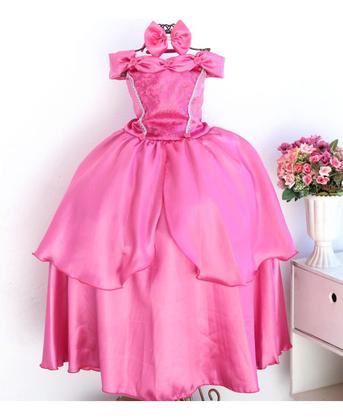 Imagem de Vestido Infantil Fantasia Bela Aurora Barbie Luxo E  Tiara