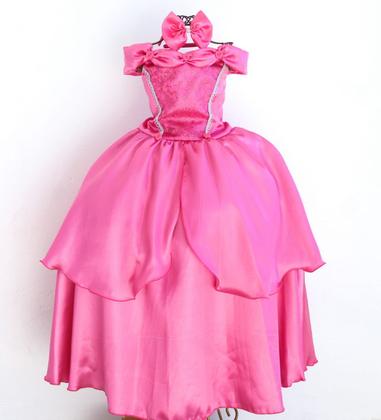 Imagem de Vestido Infantil Fantasia Bela Aurora Barbie Luxo E  Tiara