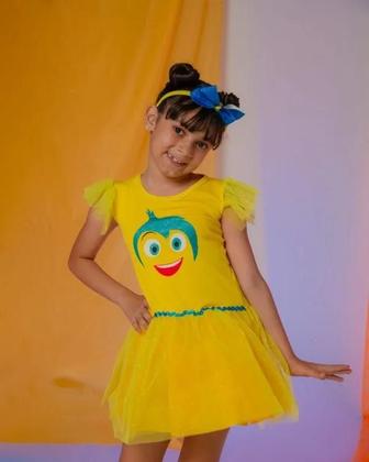 Imagem de Vestido Infantil Fantasia Divertidamente Alegria Amarelo