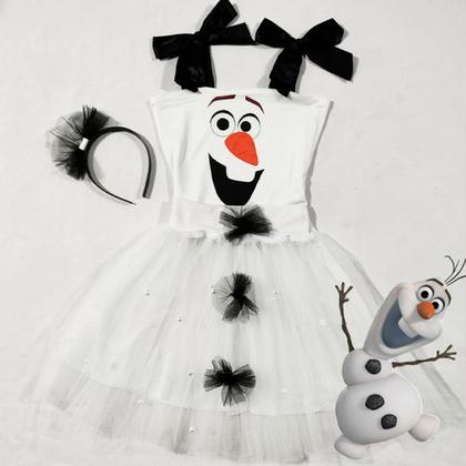 Imagem de Vestido Infantil Fantasia Menina Halloween Branco Tiara