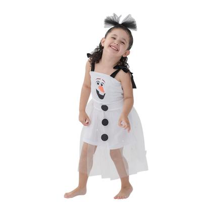 Imagem de Vestido Infantil Fantasia Menina Halloween Branco Tiara
