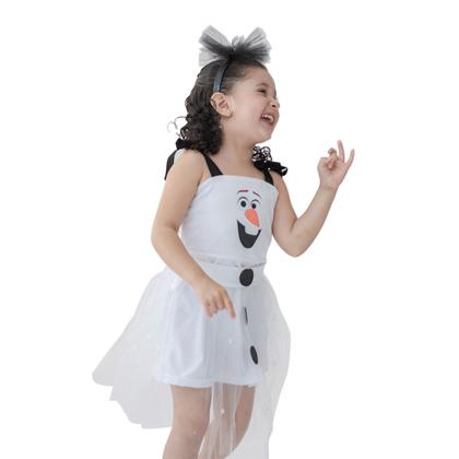Imagem de Vestido Infantil Fantasia Menina Halloween Branco Tiara