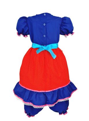 Imagem de Vestido Infantil Festa Junina Azul Royal Boneca Com Shorts