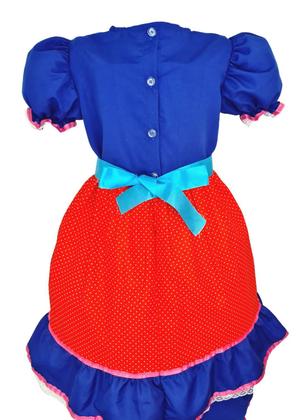 Imagem de Vestido Infantil Festa Junina Azul Royal Boneca Com Shorts