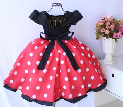 Imagem de Vestido Infantil Festa Luxo Minnie Vermelho e Orelha