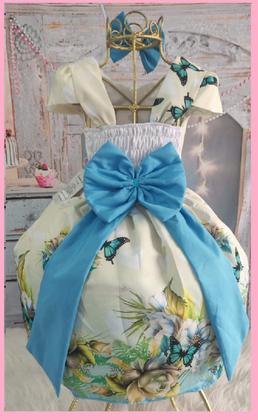 Imagem de Vestido Infantil Festa Pérola Primavera / Floral Borboletas
