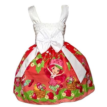 Imagem de Vestido Infantil Festa Temático Moranguinho Vermelho Luxo