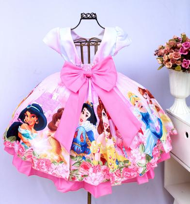 Imagem de Vestido Infantil Festa Temático Princesas E Tiara