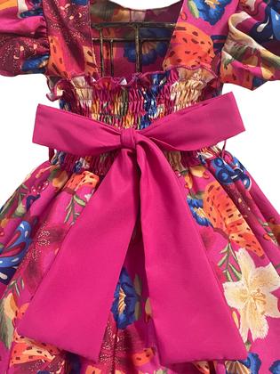 Imagem de Vestido Infantil Flora Estampado Flores Passarinho Inspiração