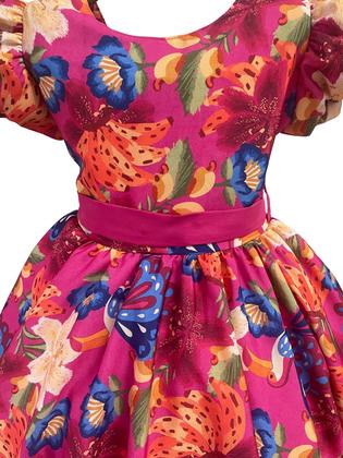 Imagem de Vestido Infantil Flora Estampado Flores Passarinho Inspiração
