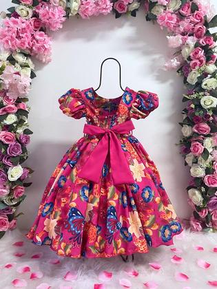 Imagem de Vestido Infantil Flora Estampado Flores Passarinho Inspiração