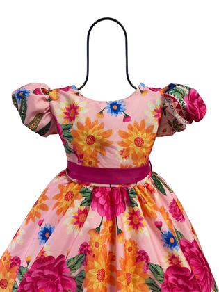 Imagem de Vestido Infantil Flora Estampado Flores Passarinho Inspiração