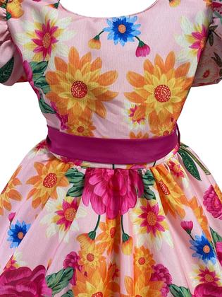 Imagem de Vestido Infantil Flora Estampado Flores Passarinho Inspiração