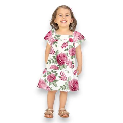 Imagem de Vestido Infantil Floral Meninas Manga Curta Milon
