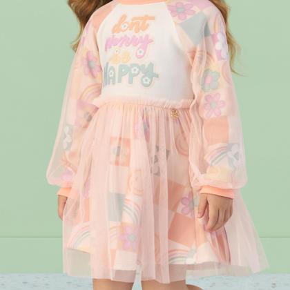 Imagem de Vestido Infantil Inverno Tule/Moletinho Groovy Mon Sucré