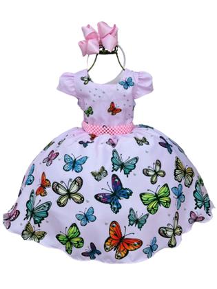 Imagem de Vestido Infantil Jardim Encantado Borboletas Coloridos