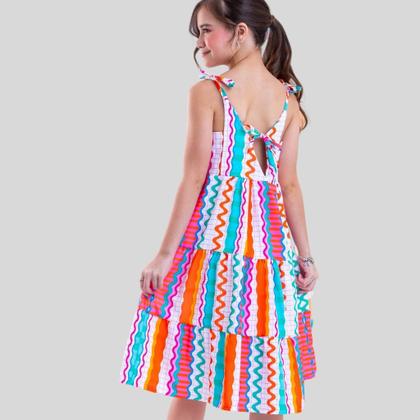 Imagem de Vestido Infantil Juvenil Menina Estampado Roupa de Menina Moda Blogueira 4 ao 14 anos