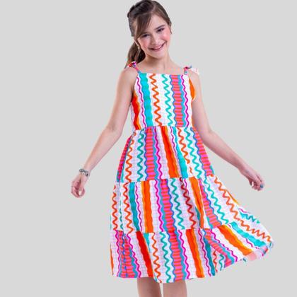 Imagem de Vestido Infantil Juvenil Menina Estampado Roupa de Menina Moda Blogueira 4 ao 14 anos