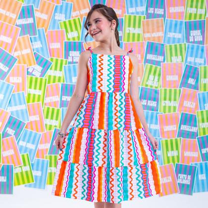 Imagem de Vestido Infantil Juvenil Menina Estampado Roupa de Menina Moda Blogueira 4 ao 14 anos