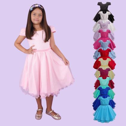 Imagem de Vestido Infantil Juvenil Princesa Nervura Com Saia De Brilho Festa