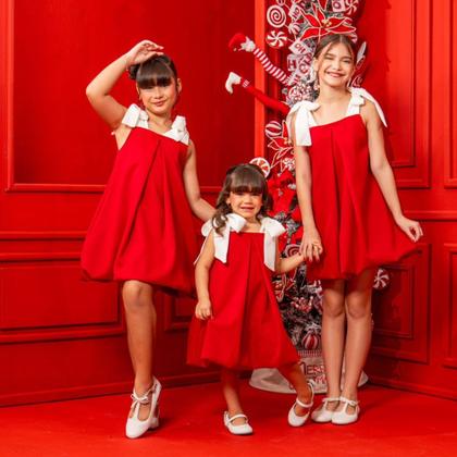 Imagem de Vestido Infantil Juvenil Vermelho Menina Festa Natal Rodado