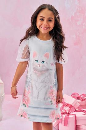 Imagem de Vestido Infantil Kukie Verão Branco Gatinha