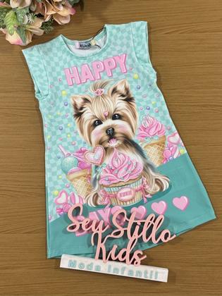 Imagem de Vestido Infantil Kukie Verão Verde  Cachorrinha Happy