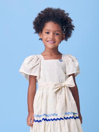Imagem de Vestido Infantil Laise Off White Bordado Sianinha Momi