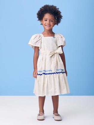 Imagem de Vestido Infantil Laise Off White Bordado Sianinha Momi