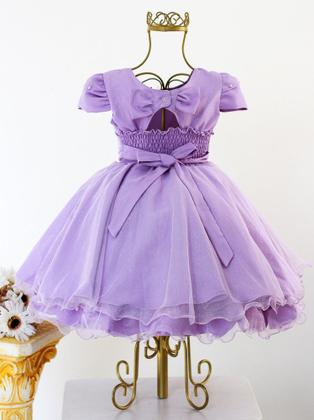 Imagem de Vestido Infantil Lilás Daminha Festa Luxo E Coroa
