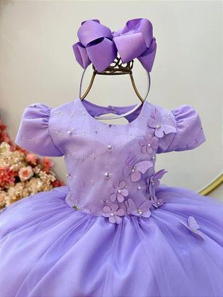 Imagem de Vestido Infantil Lilás Jardim Encantado para Daminha em Festas