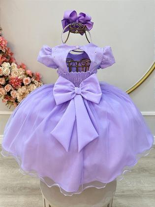 Imagem de Vestido Infantil Lilás Jardim Encantado para Daminha em Festas