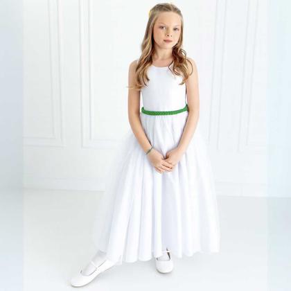 Imagem de Vestido Infantil Longo Branco COLORIDO: Bandeira, oliva, cha, rosa, pink, laranja marinho dourado REF4193