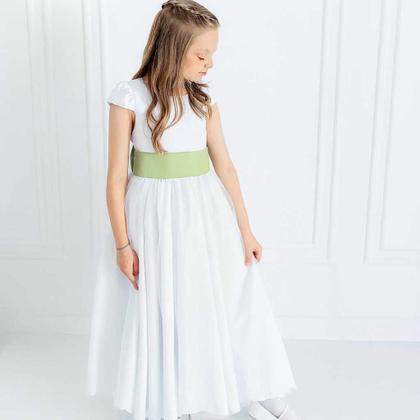 Imagem de Vestido Infantil Longo Branco COLORIDO: Bandeira, oliva, cha, rosa, pink, laranja marinho dourado REF4193