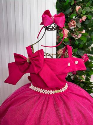 Imagem de Vestido Infantil Longo Pink Formatura Tule Glitter Festa