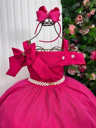 Imagem de Vestido Infantil Longo Pink Formatura Tule Glitter Festa