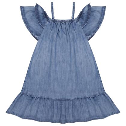 Imagem de Vestido Infantil Look Jeans Manga Godê Jeans